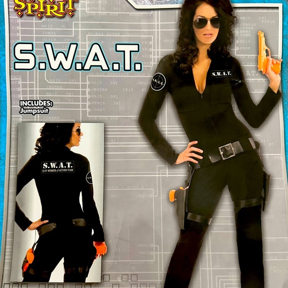 Halloween S.W.A.T. Costume Black Jumpsuit and Belt. Like New! - Picture 3 of 16